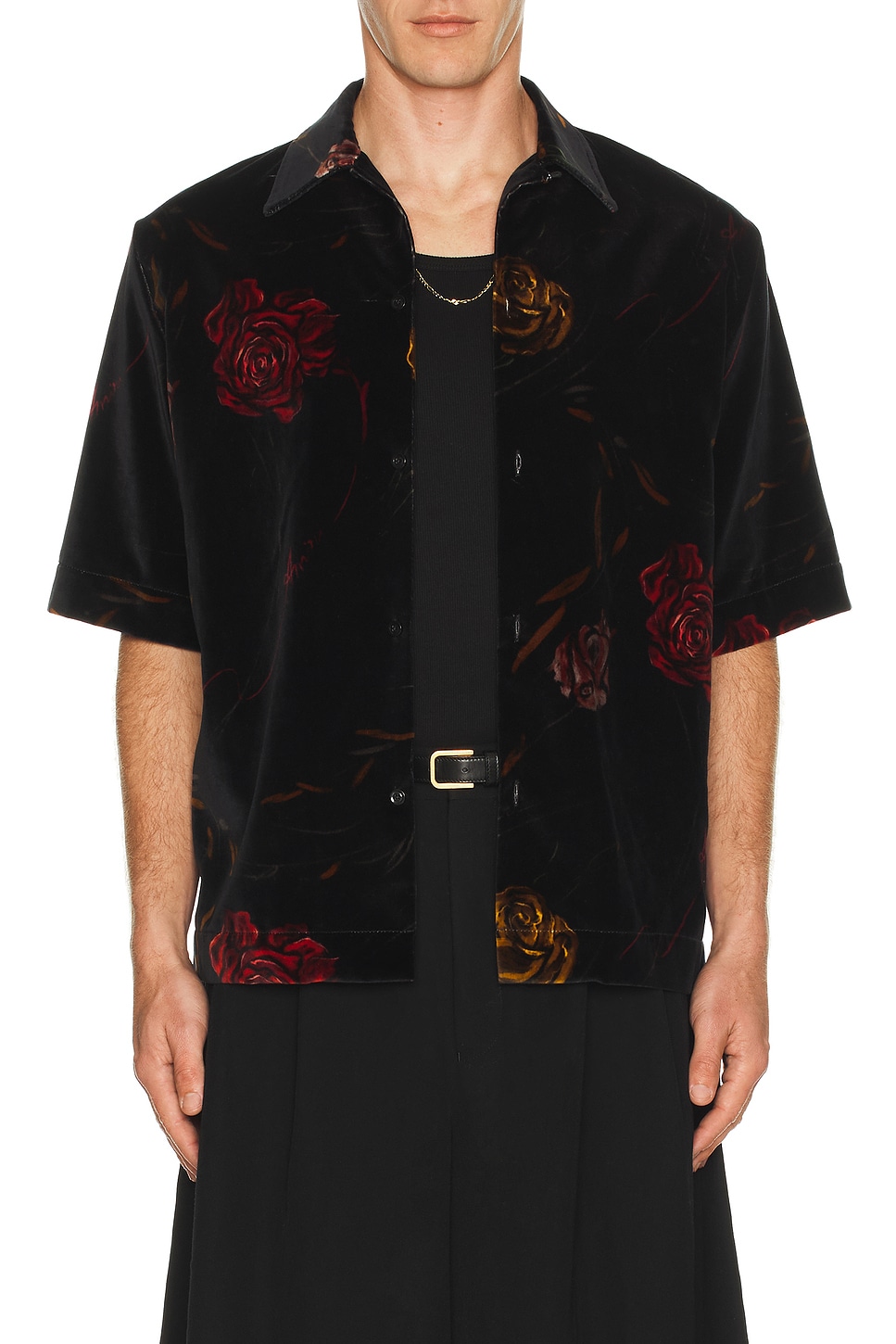 Image 3 of Amiri Floral Velvet Camp Shirt in Black