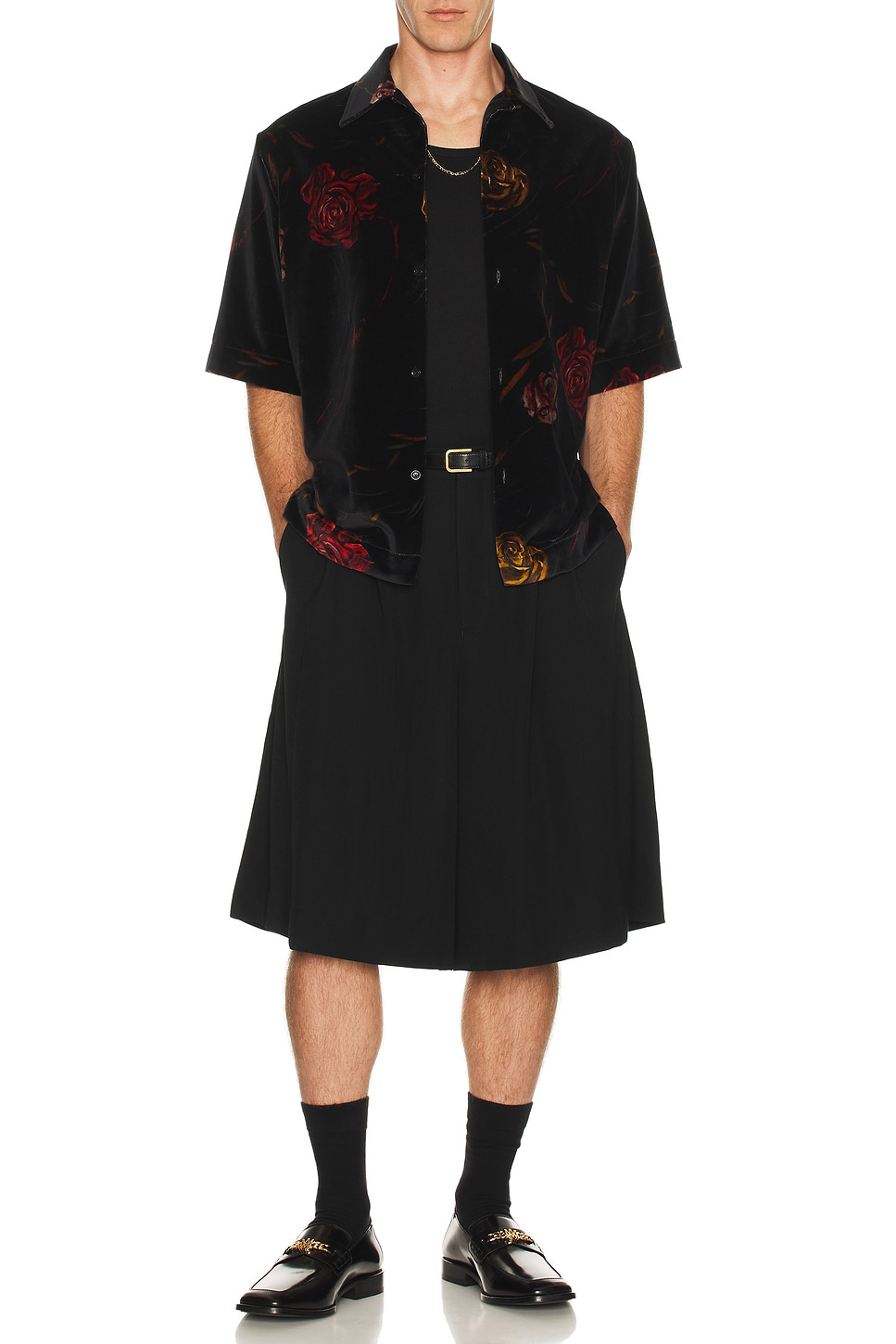 Image 4 of Amiri Floral Velvet Camp Shirt in Black