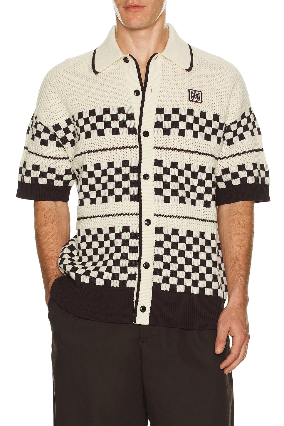 Image 1 of Amiri Checkered Mesh Shirt in Alabaster