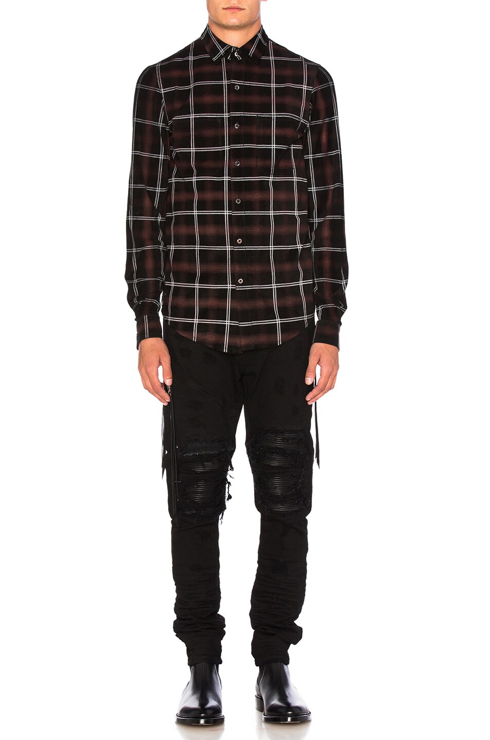 Image 1 of Amiri Suede Plaid Shirt in Red