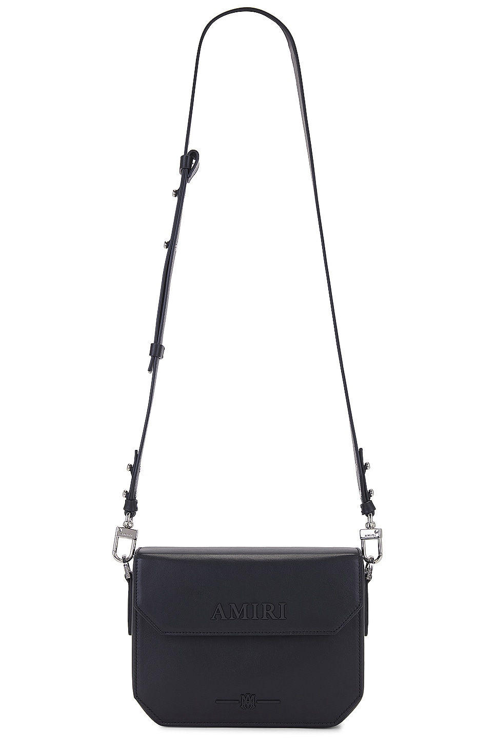 Amiri Nappa Leather Flap Crossbody Bag in Black