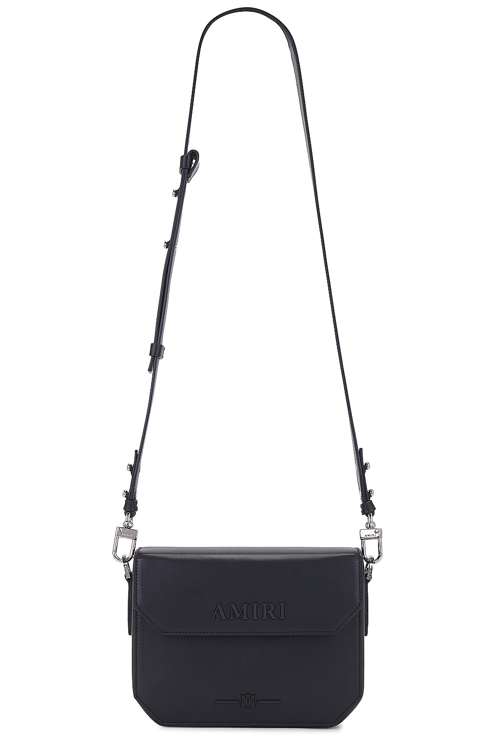 Nappa Leather Flap Crossbody Bag in Black