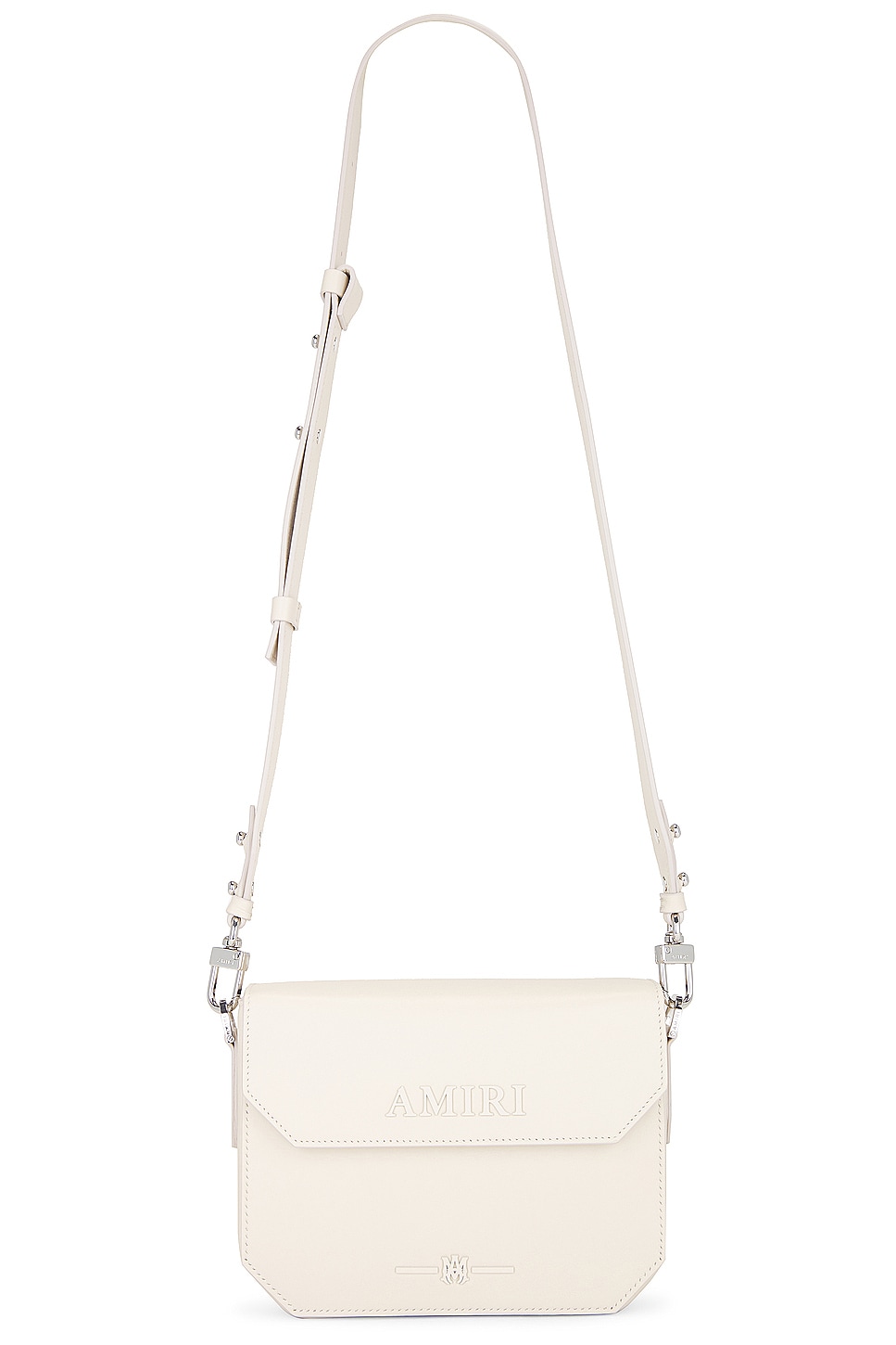 Amiri Nappa Leather Flap Crossbody Bag in Cream