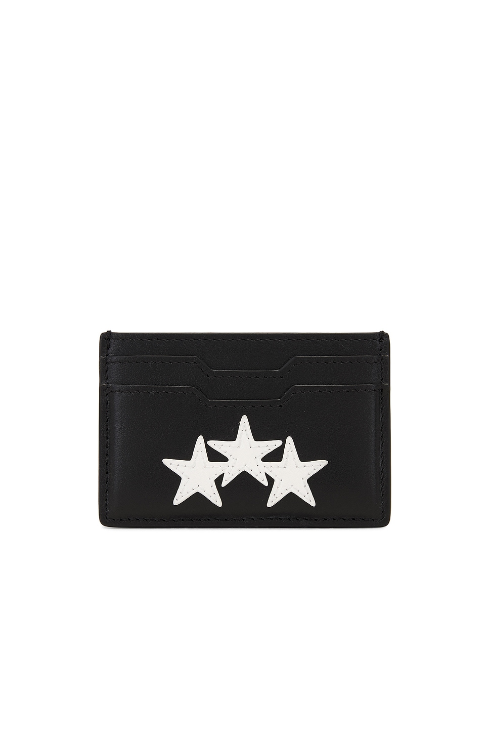 Three Star Leather Card Holder in Black