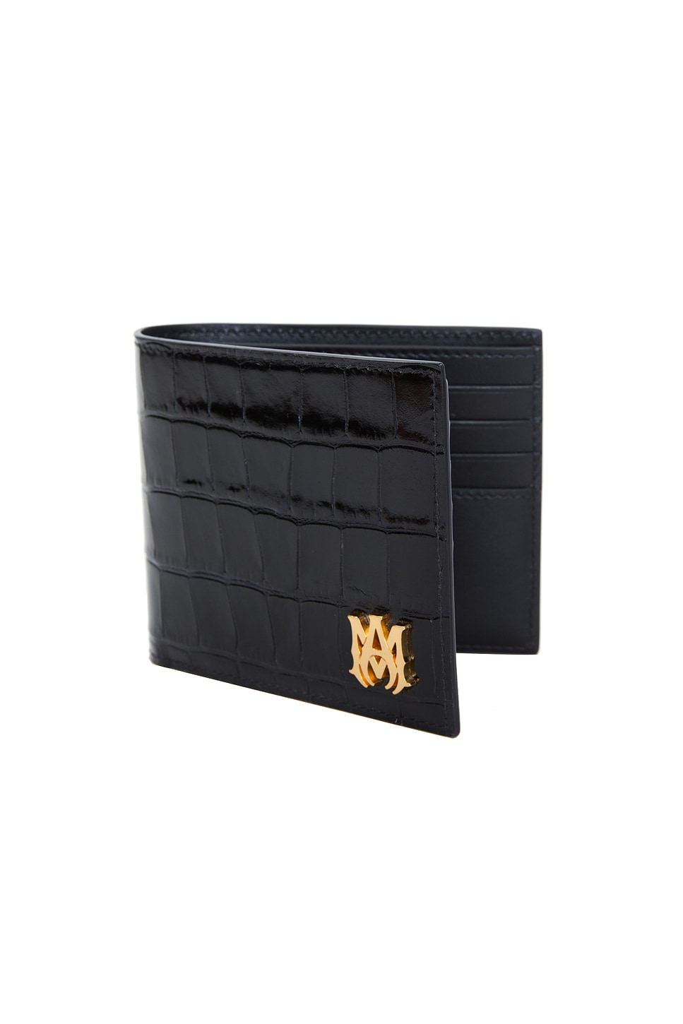 Amiri Croc Embossed Bifold Wallet In Black