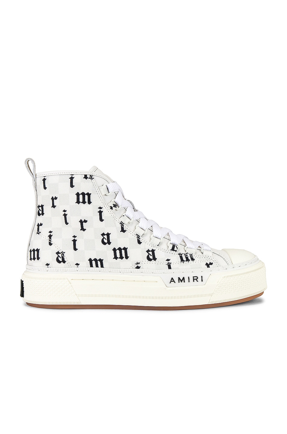 Image 1 of Amiri Old English Court High Top Sneaker in White & Black