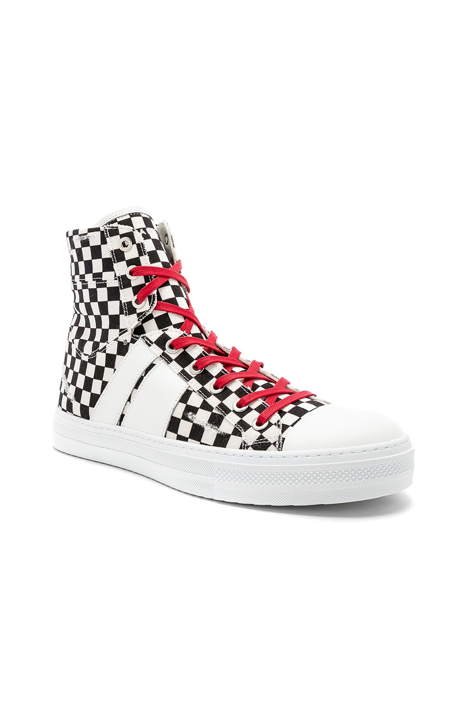 Image 1 of Amiri Sunset Canvas Check Sneakers in Black & White