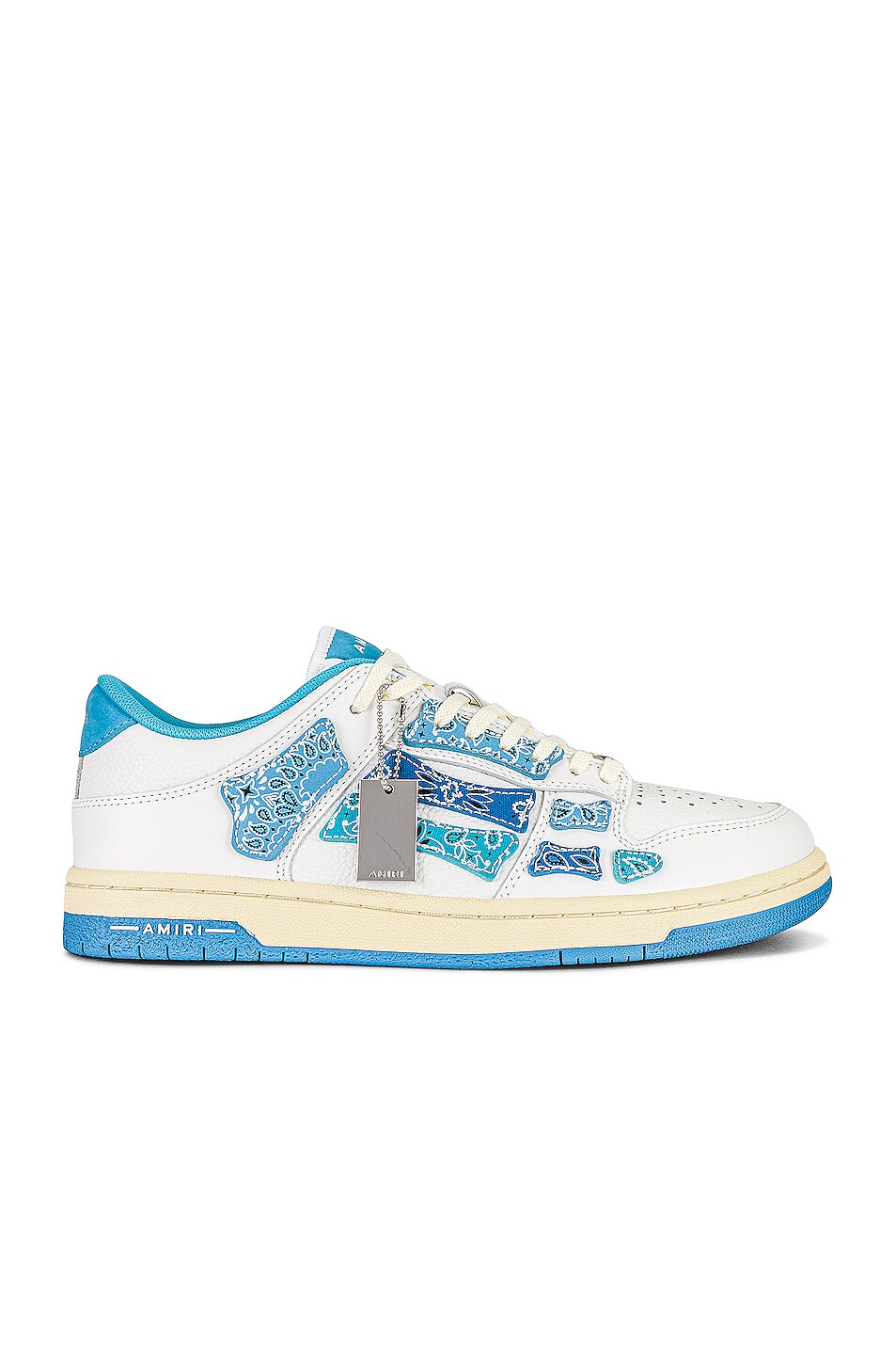 Image 1 of Amiri Bandana Skel Low Top Sneaker in White & Blue