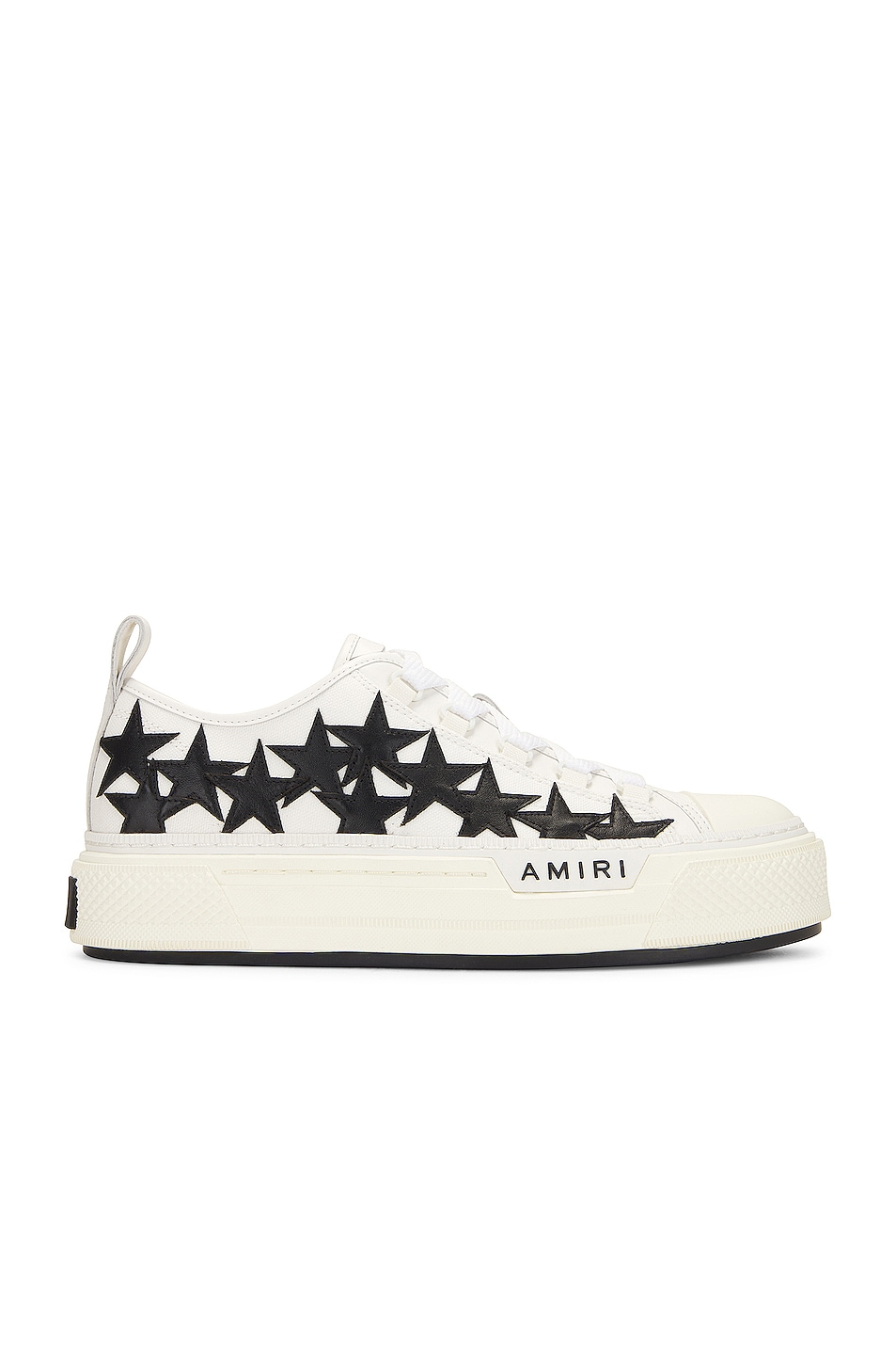 Amiri Stars Court Low Top Sneakers in White Black FWRD