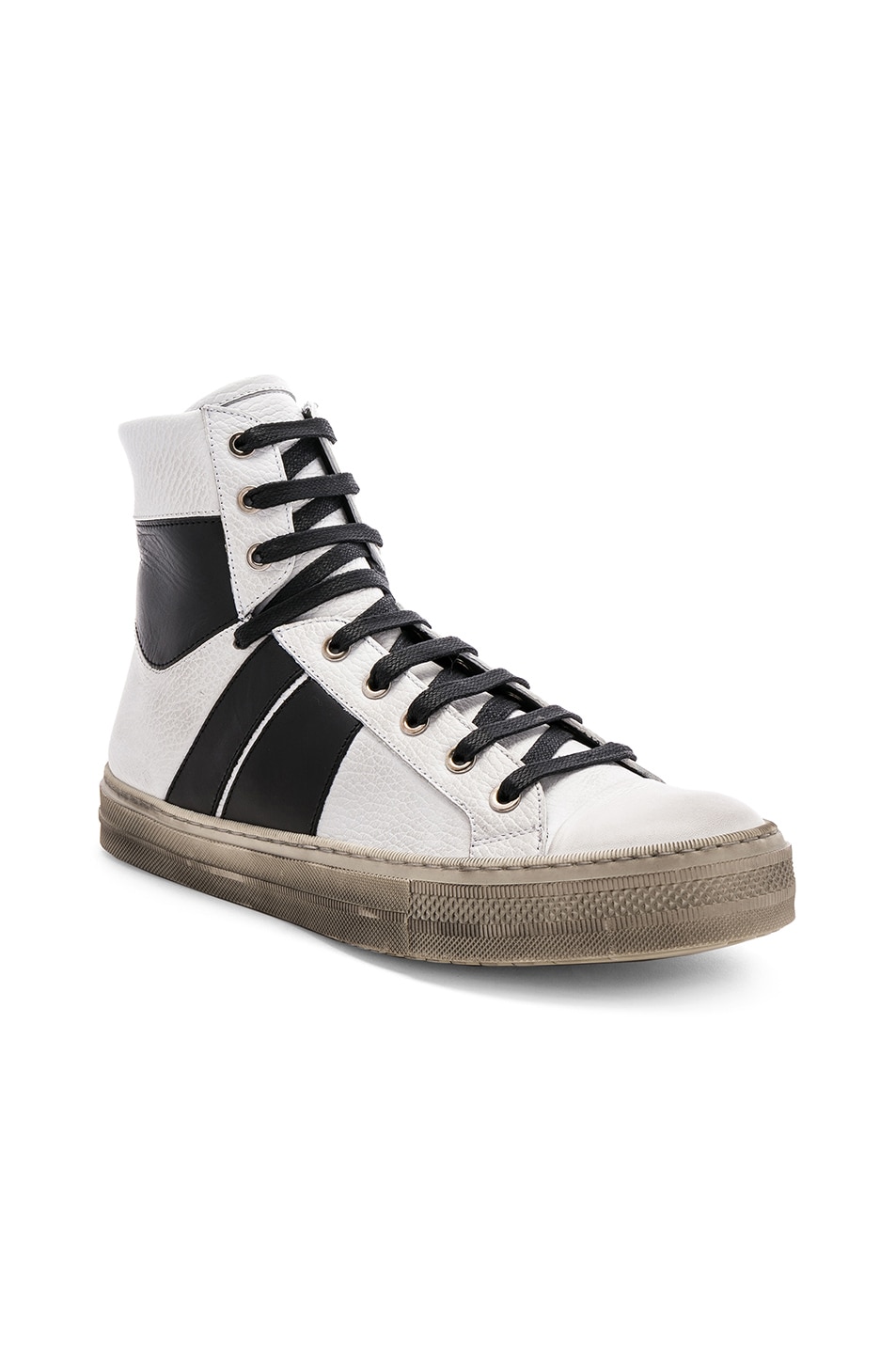 Image 1 of Amiri Leather Sunset Vintage Sneakers in White & Black