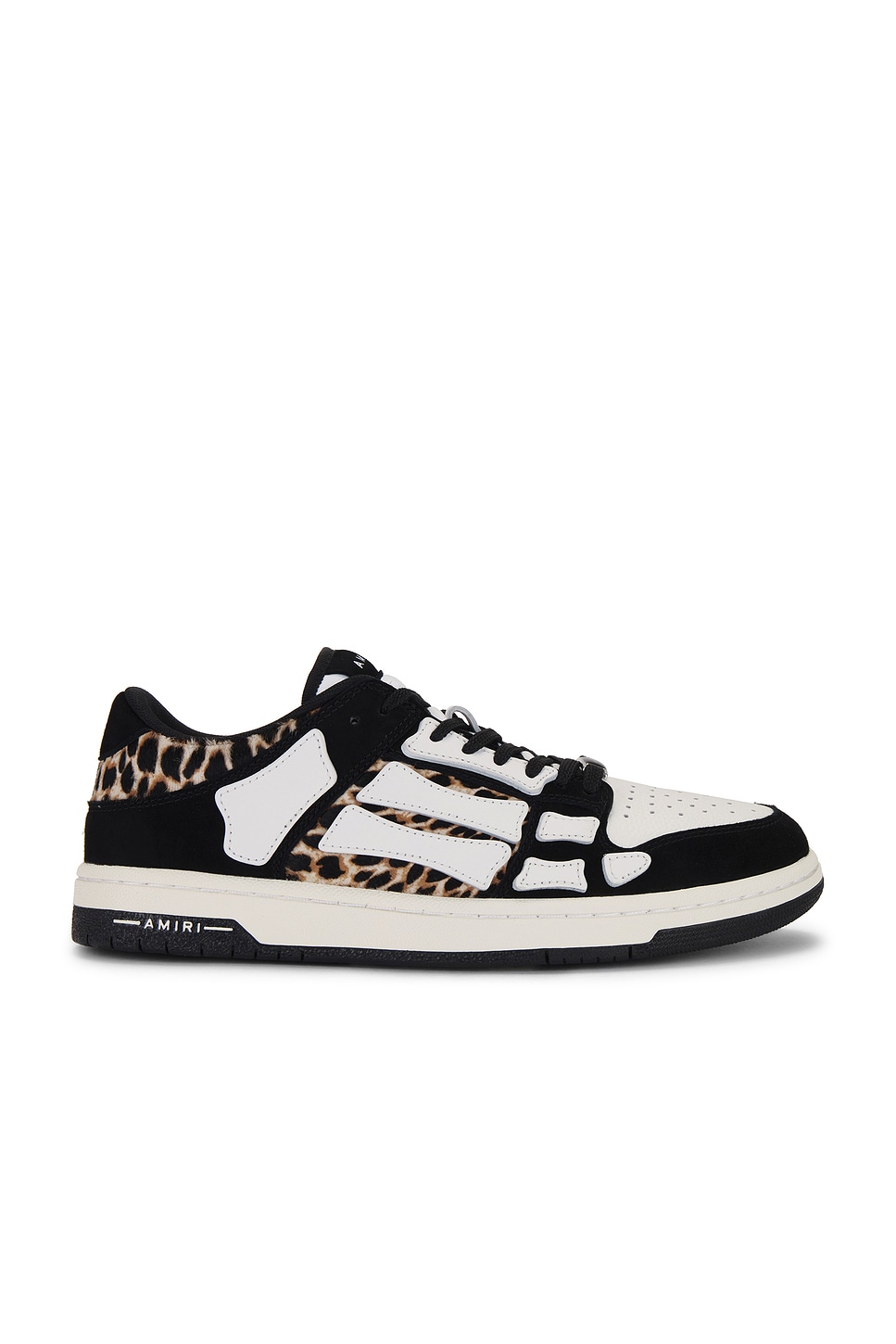 Image 1 of Amiri Leopard Skeleton Top Low Sneaker in Black