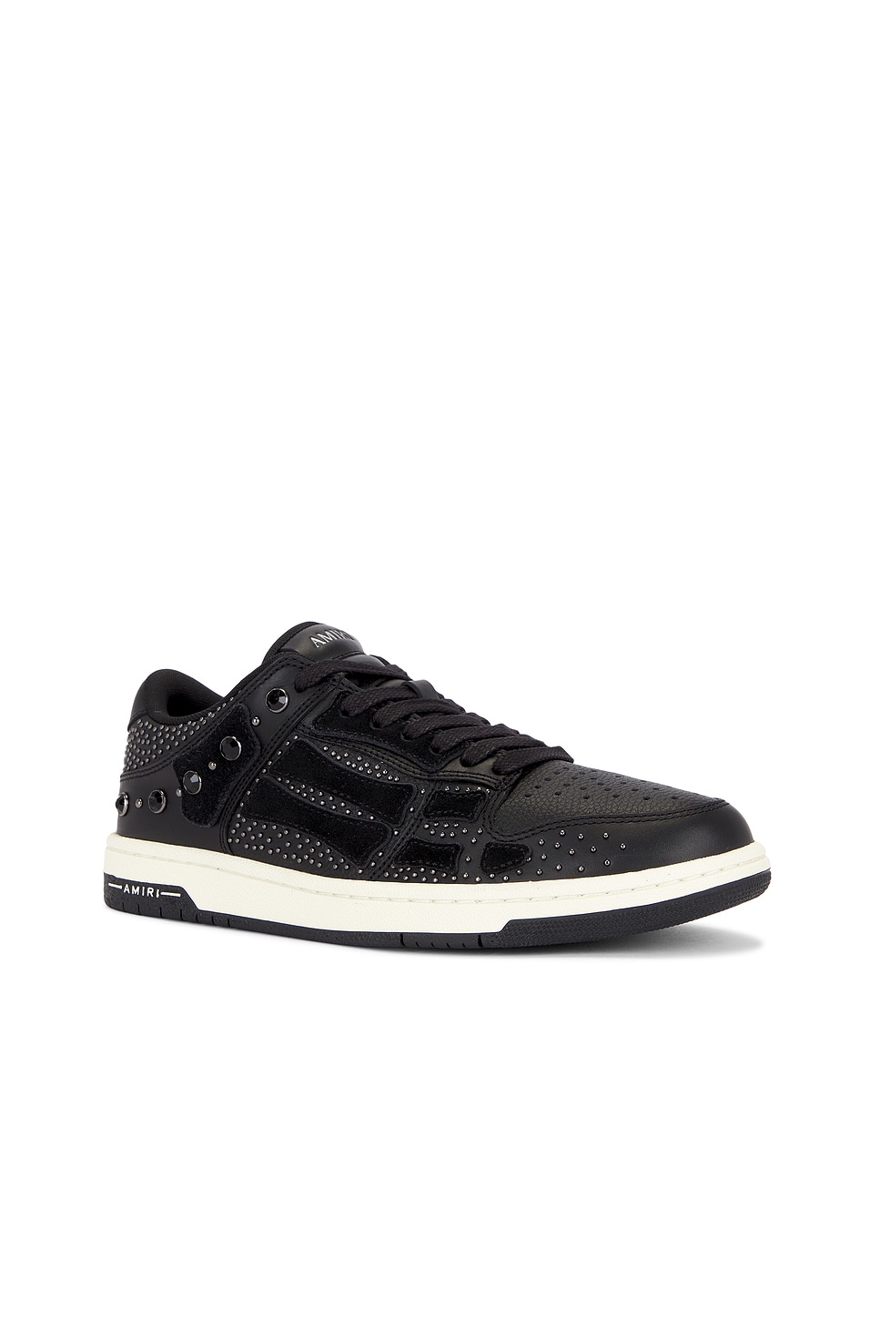 Amiri Two-tone Leather Skel Sneakers With Textured Finish In Black