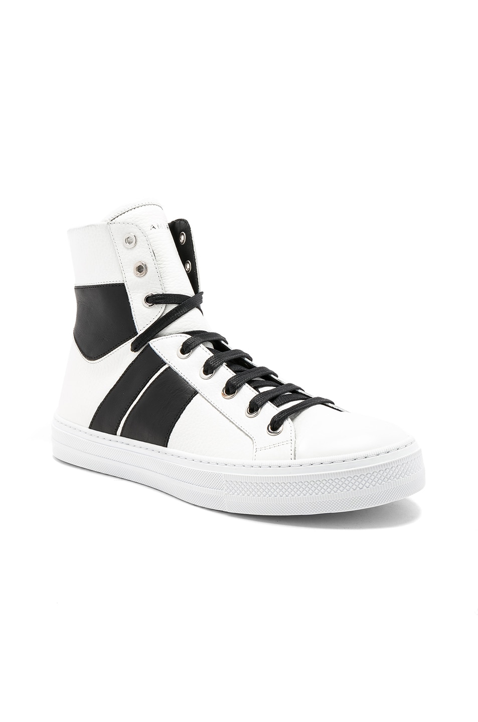 Image 1 of Amiri Leather Sunset Sneakers in White & Black
