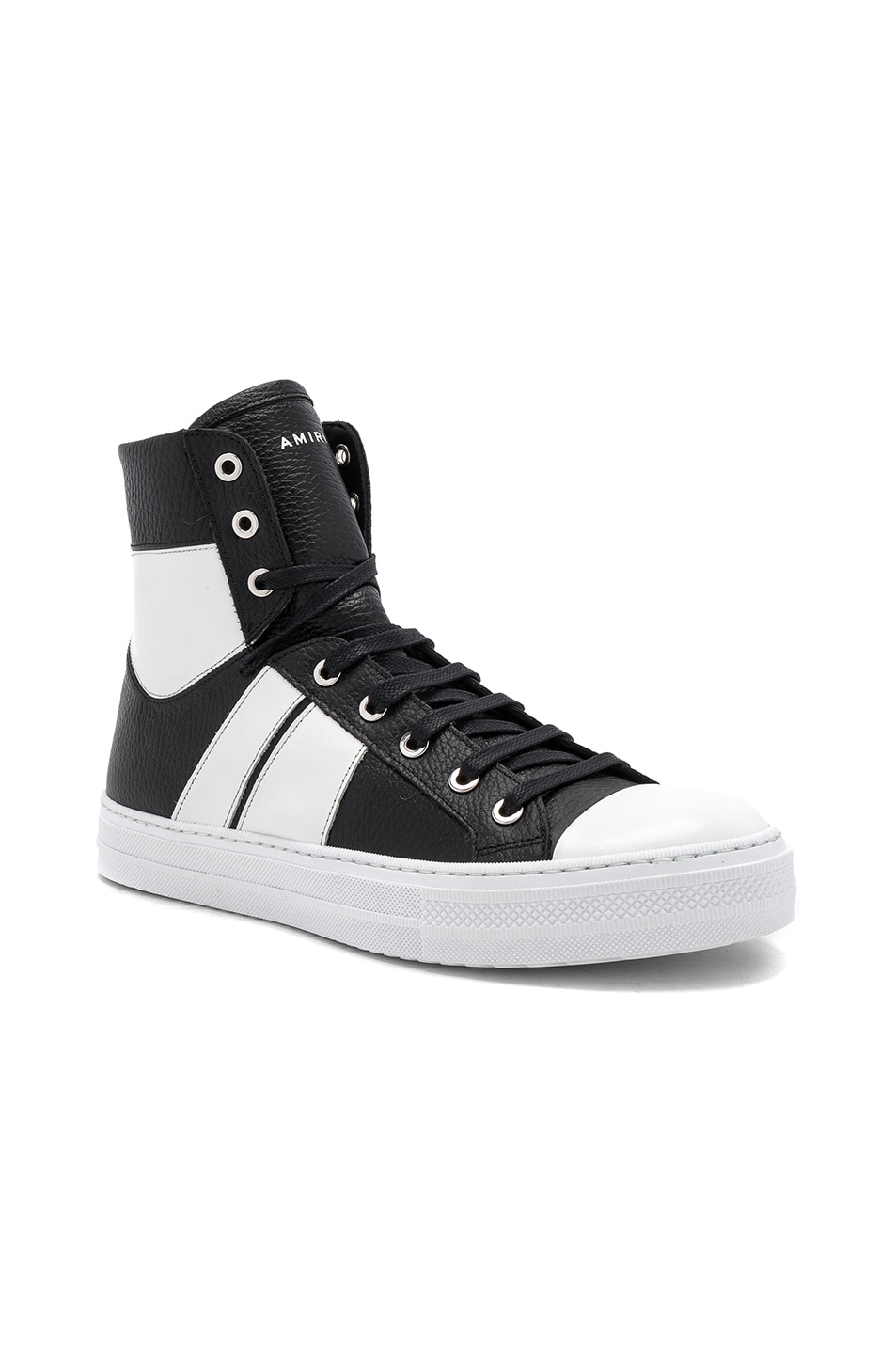 Image 1 of Amiri Leather Sunset Sneakers in Black & White