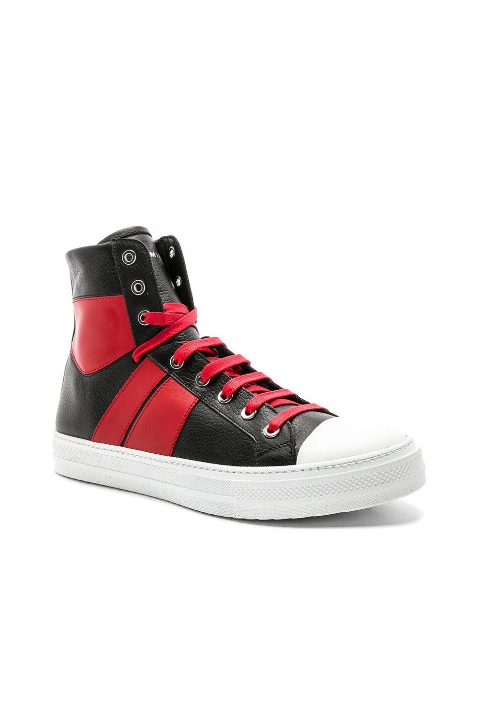 Image 1 of Amiri Sunset Leather Sneakers in Black & Red