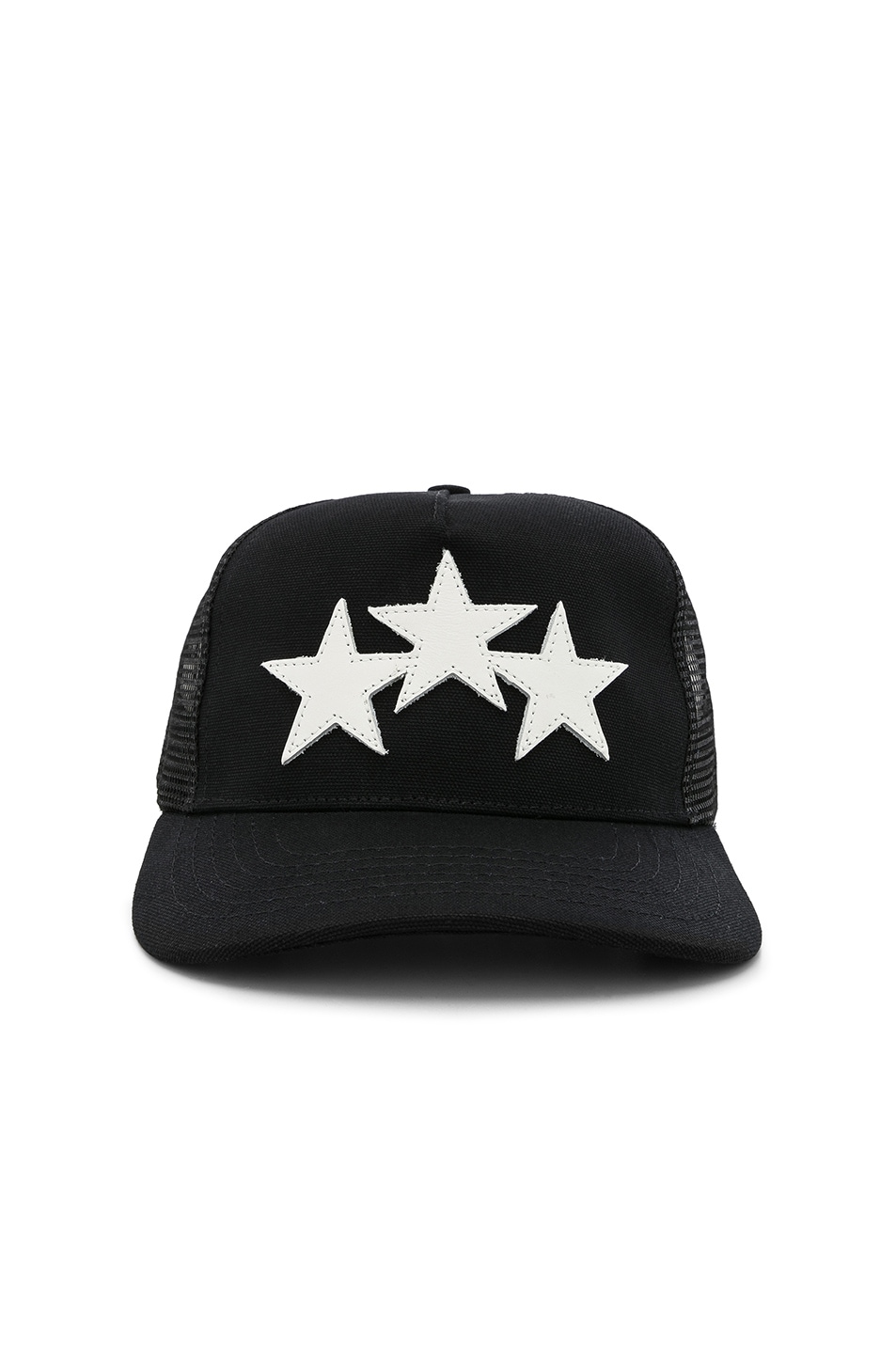 Image 1 of Amiri Leather Star Trucker Hat in Black & White