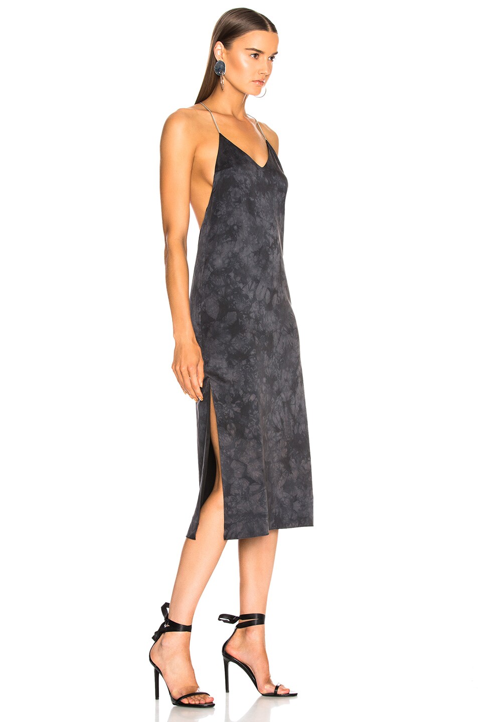 Amiri T Back V Calf Dress in Black Tie Dye | FWRD