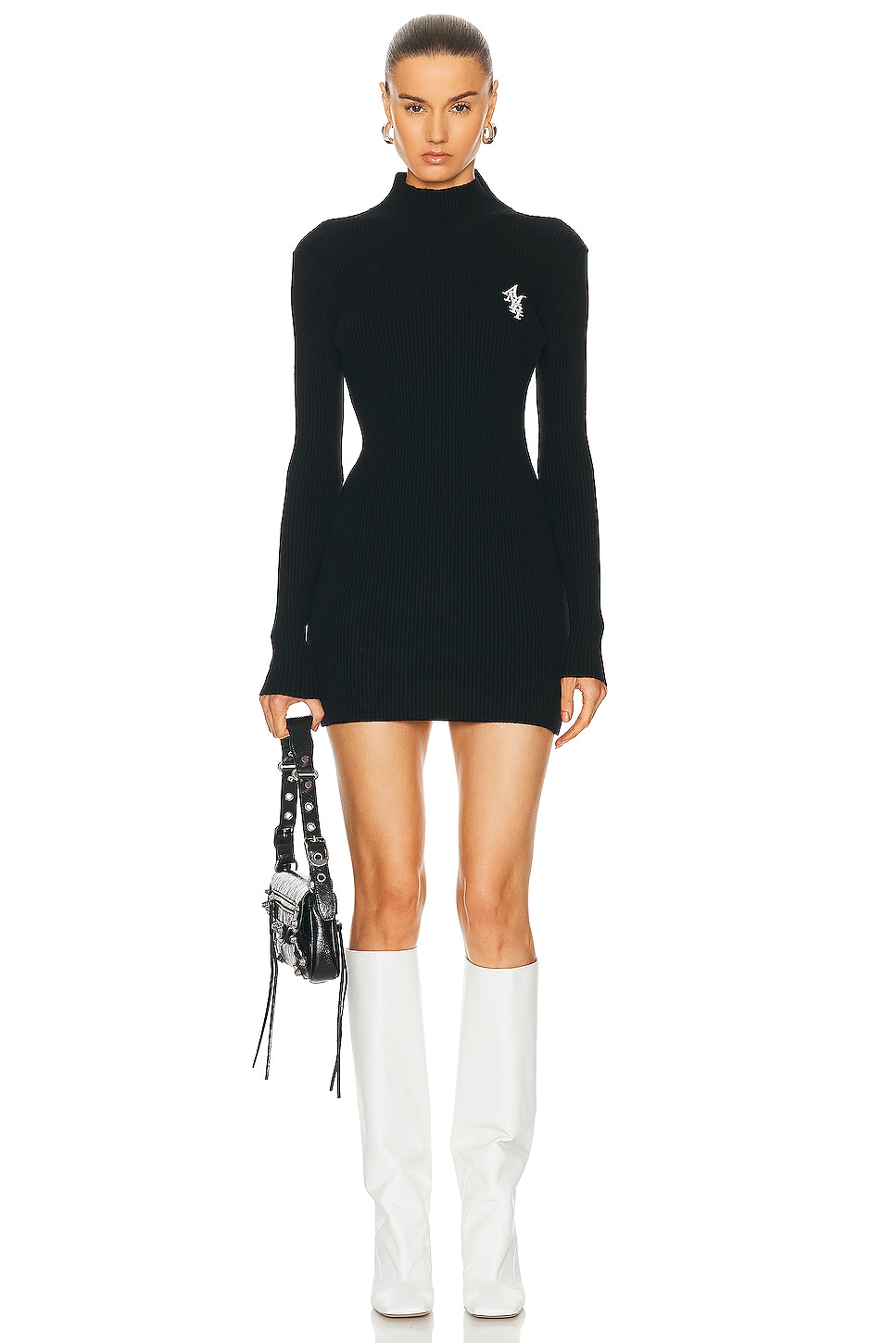 Image 1 of Amiri Stack Knit Mini Dress in Black