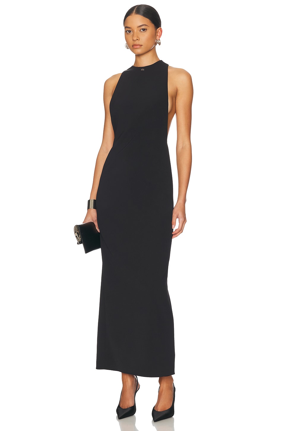 Mock Neck Maxi Dress in Black