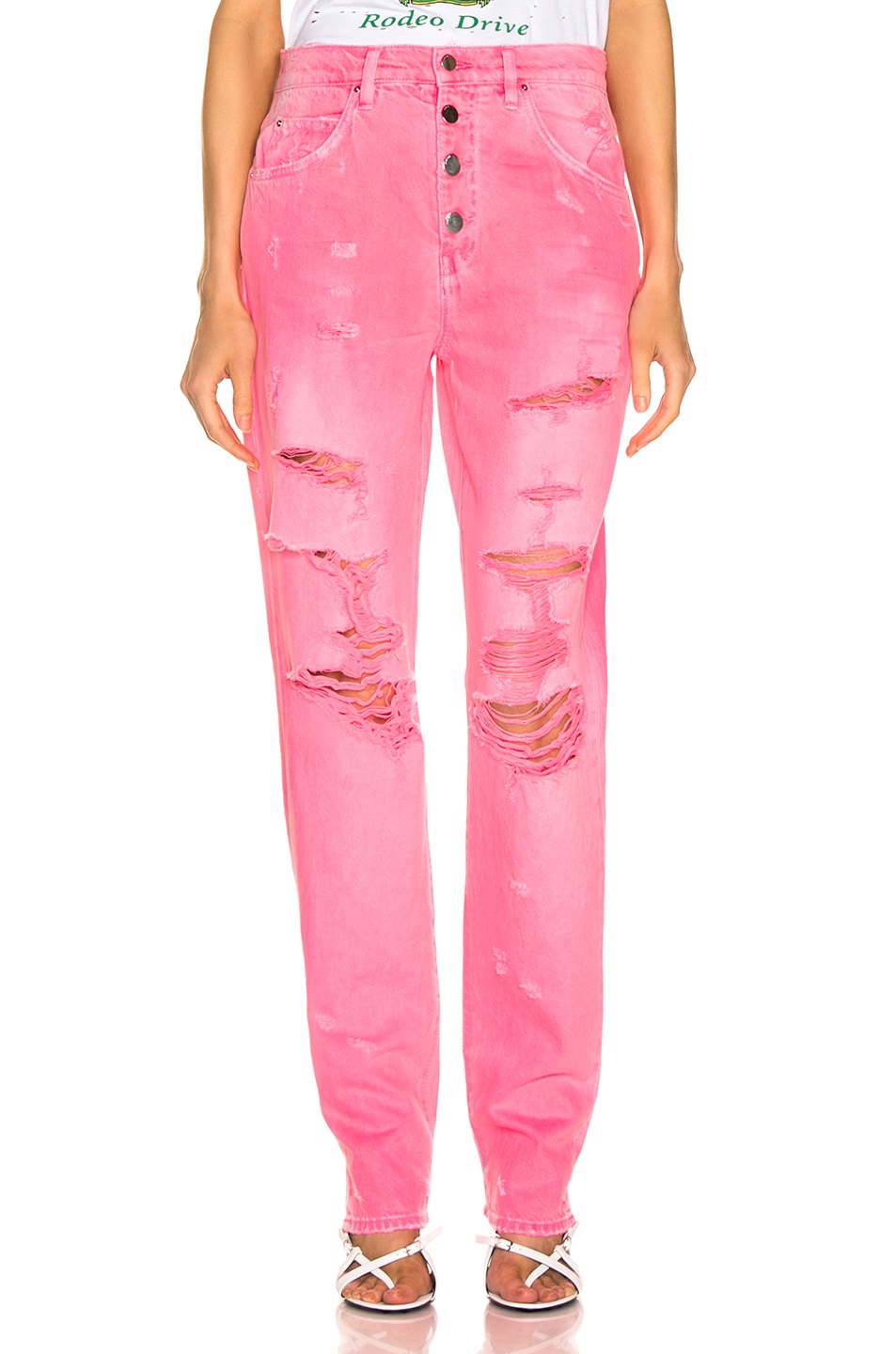 Image 1 of Amiri Slouch Destroyed in Neon Pink