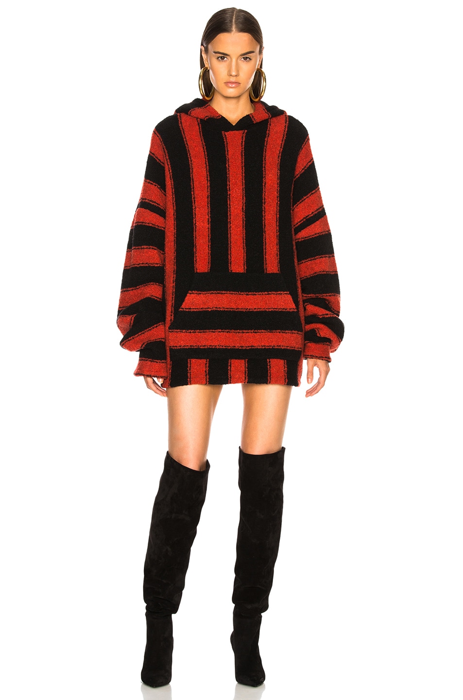 Image 1 of Amiri Baja Pullover Hoodie in Black & Red
