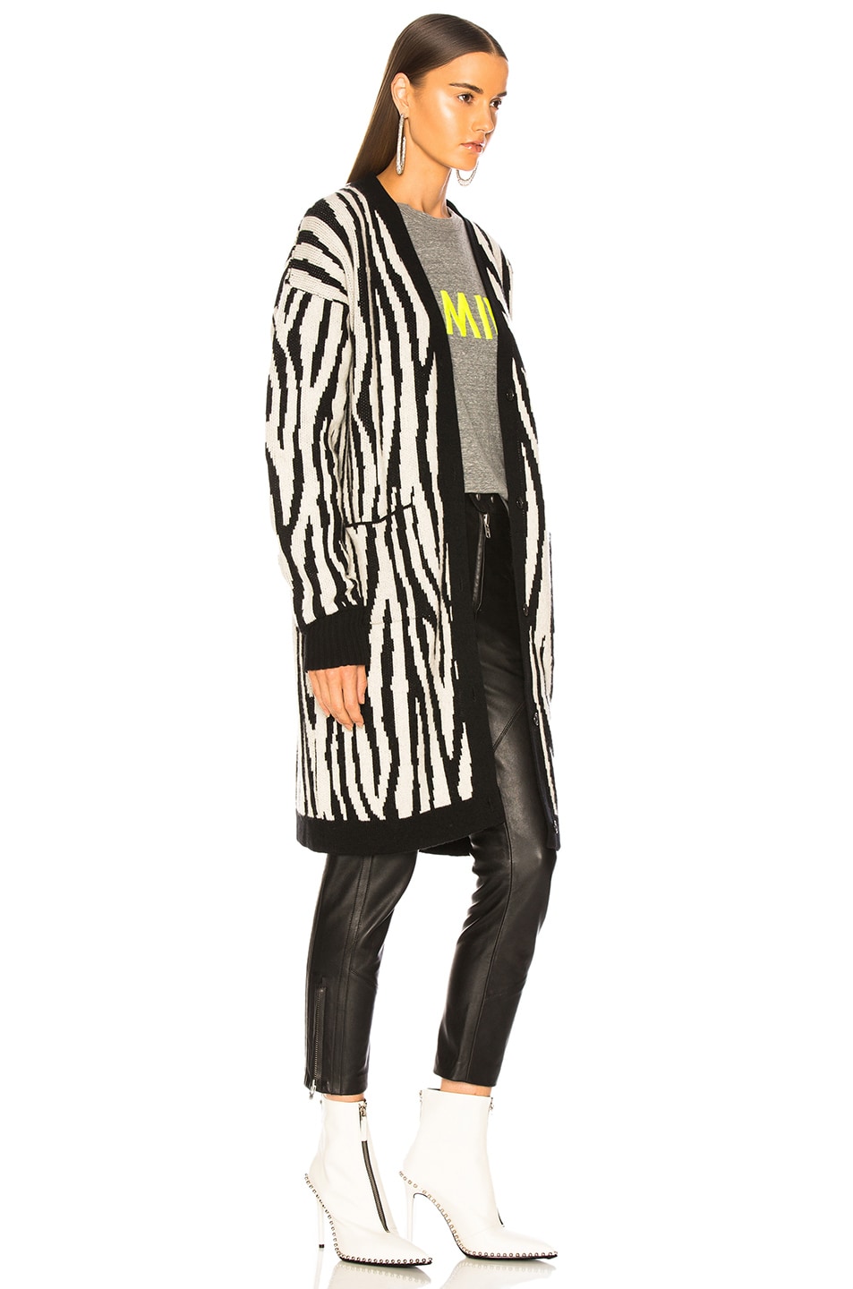 Amiri Zebra Long Cardigan in Black & White | FWRD