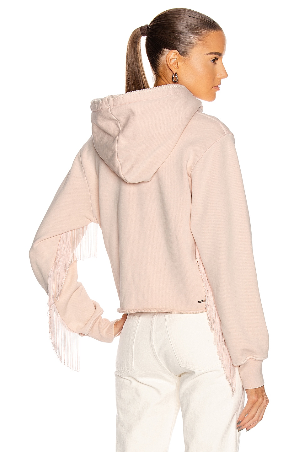 aqua rhinestone fringe hoodie