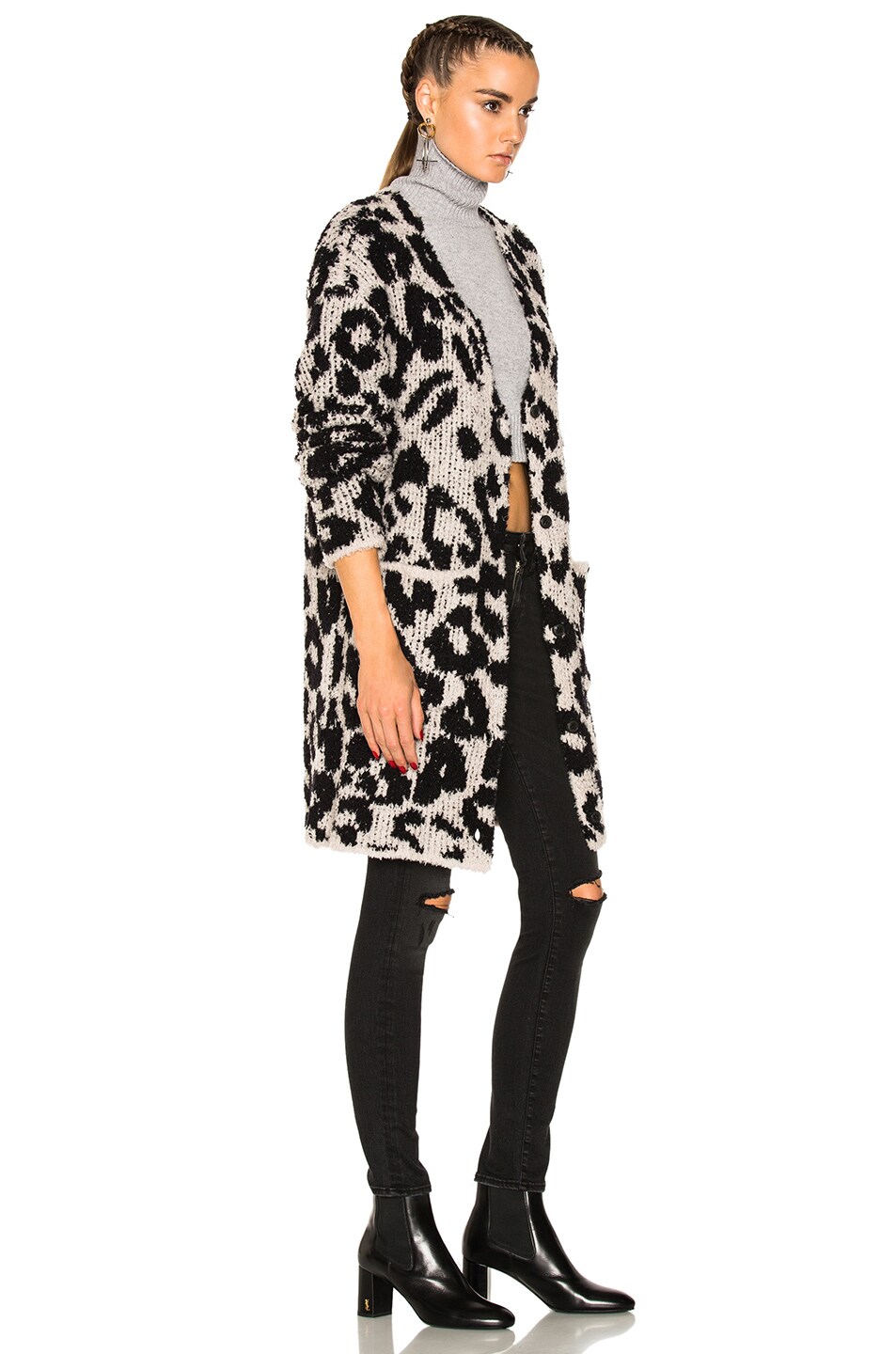 Amiri Leopard Cardigan in Snow Leopard FWRD