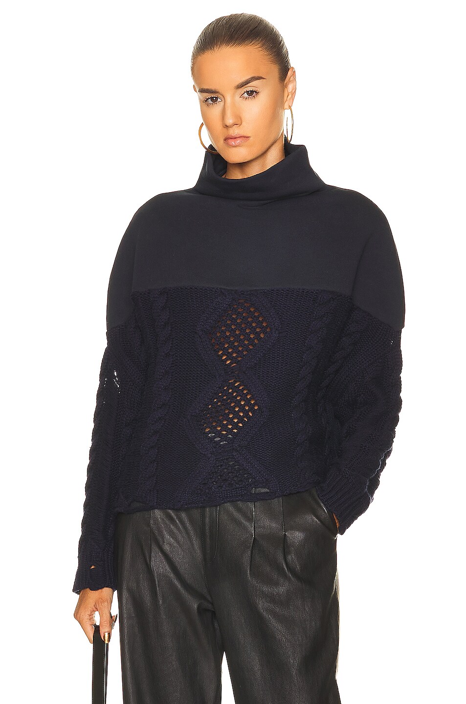 Image 1 of Amiri Hybrid Funnel Neck Sweater in Navy