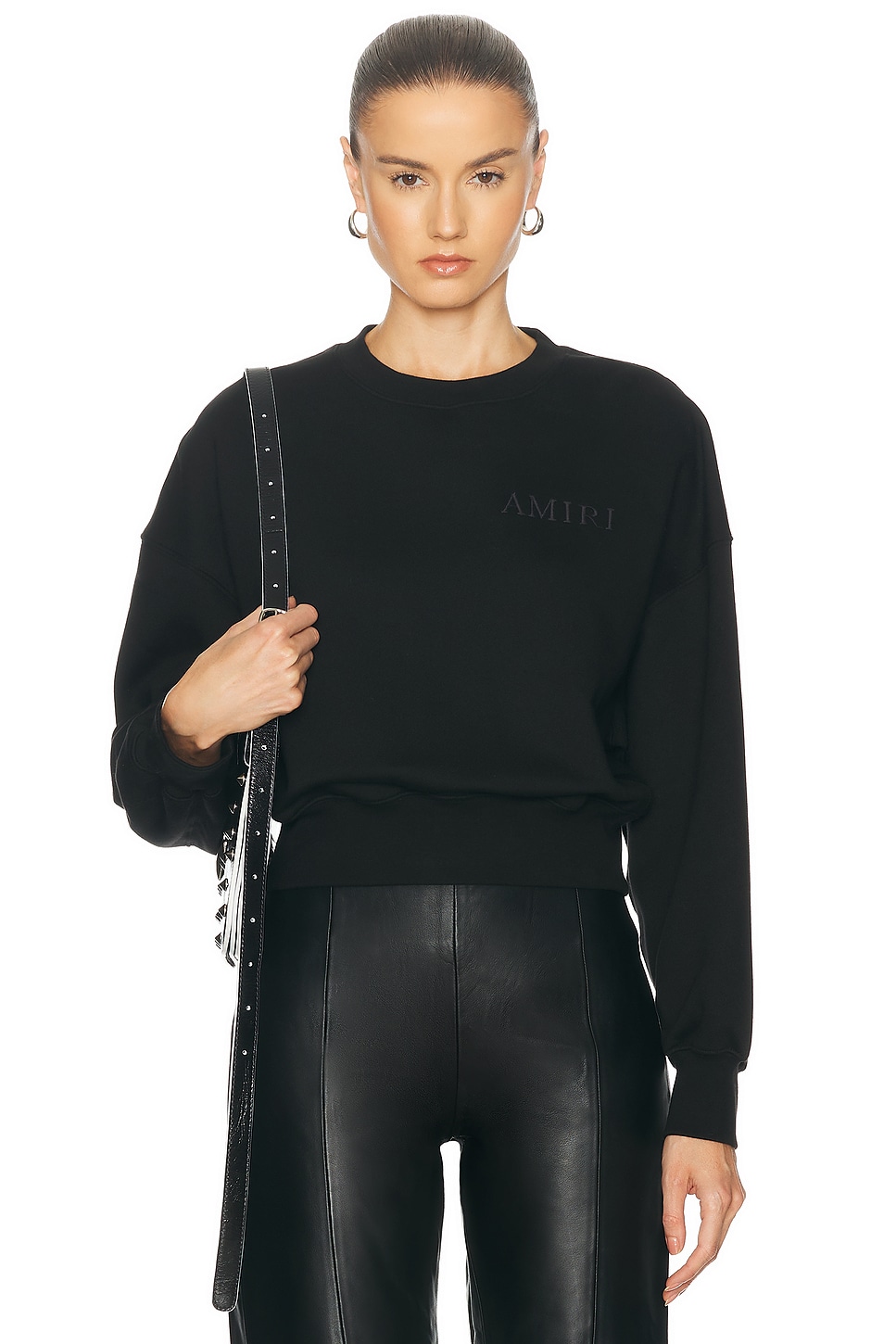 Image 1 of Amiri Embroidered Crewneck Sweatshirt in Black