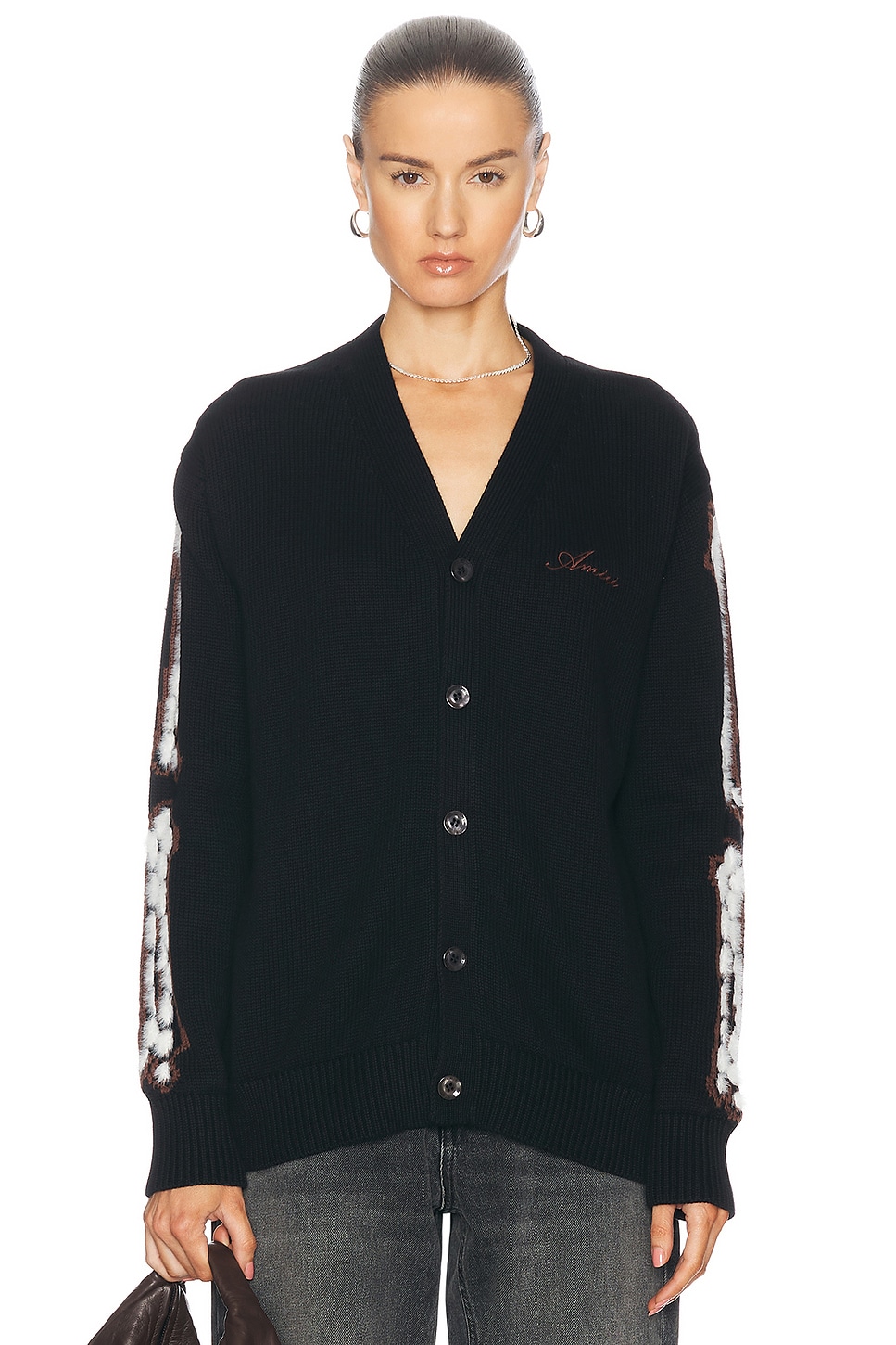 Shop Amiri Bones Cardigan In Black