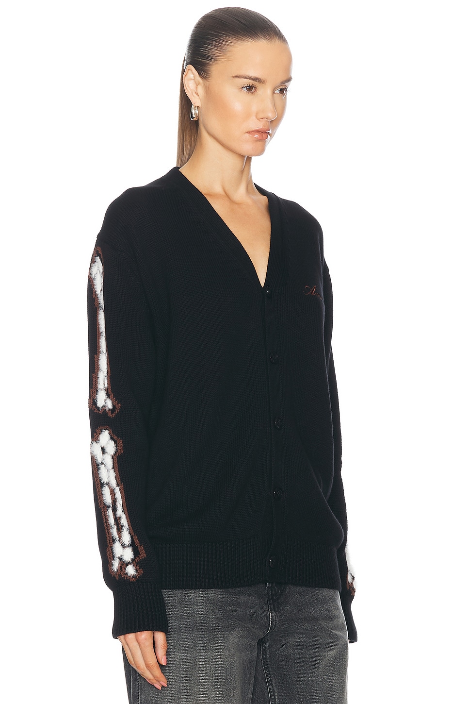 Shop Amiri Bones Cardigan In Black