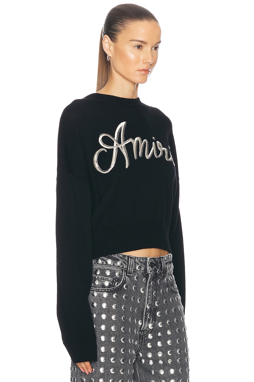 Shop Amiri Ma Swirl Crew Sweater In Black