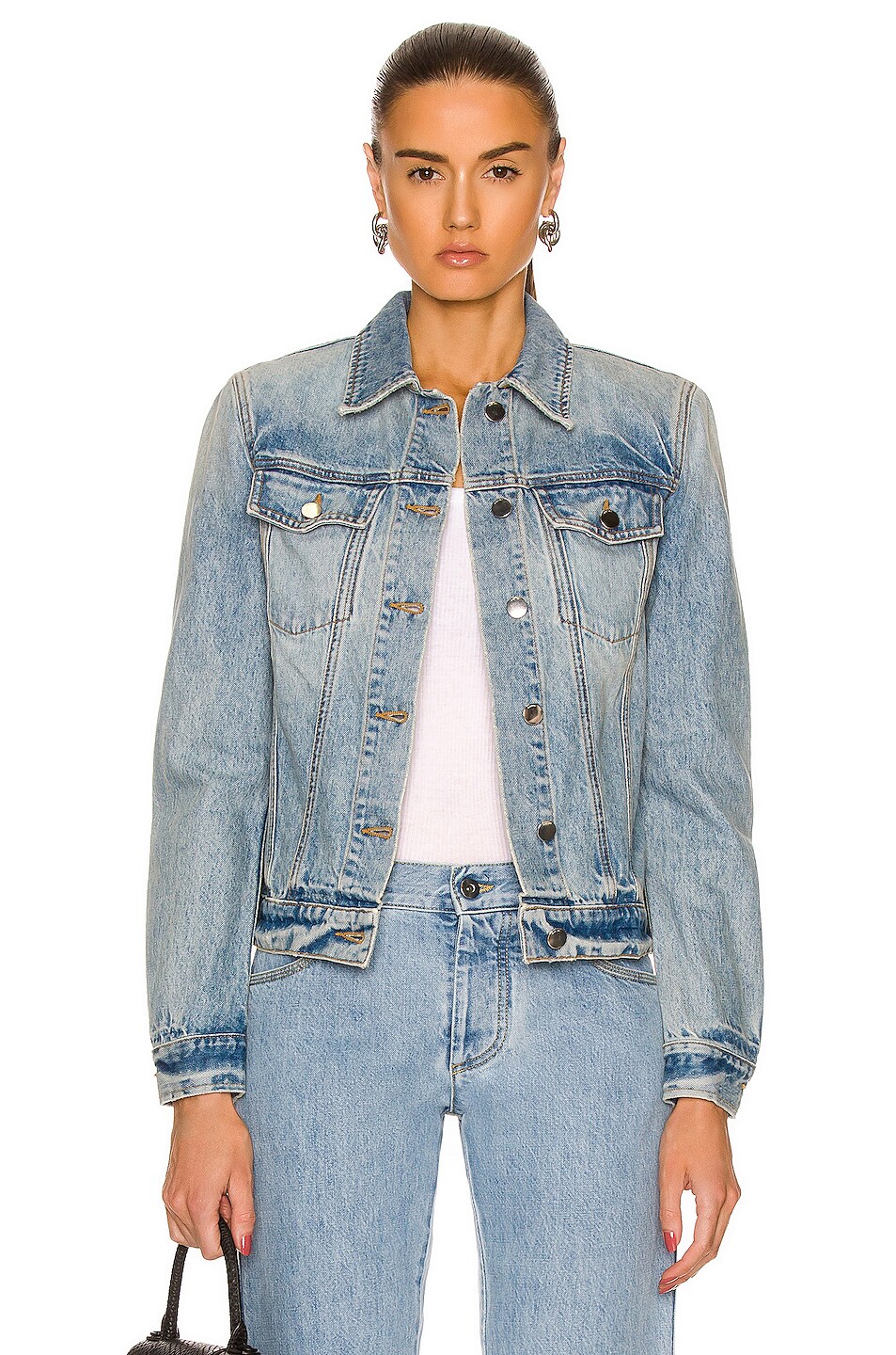 Image 1 of Amiri Strong Shoulder Trucker Jacket in Clay Blue