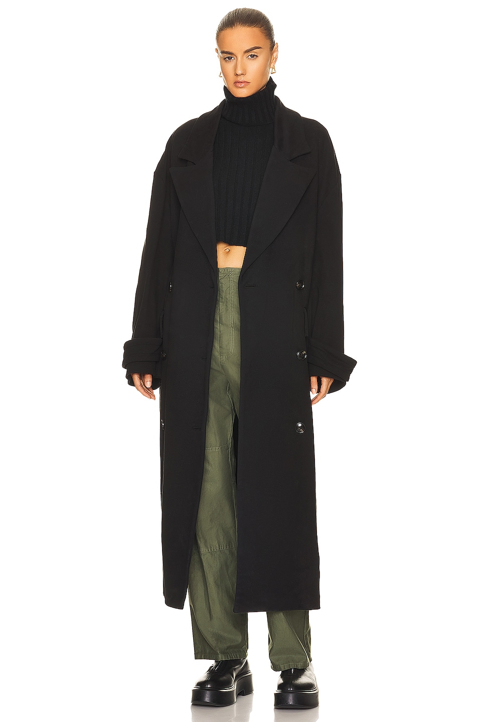 Image 1 of Amiri Double Breasted Coat in Black
