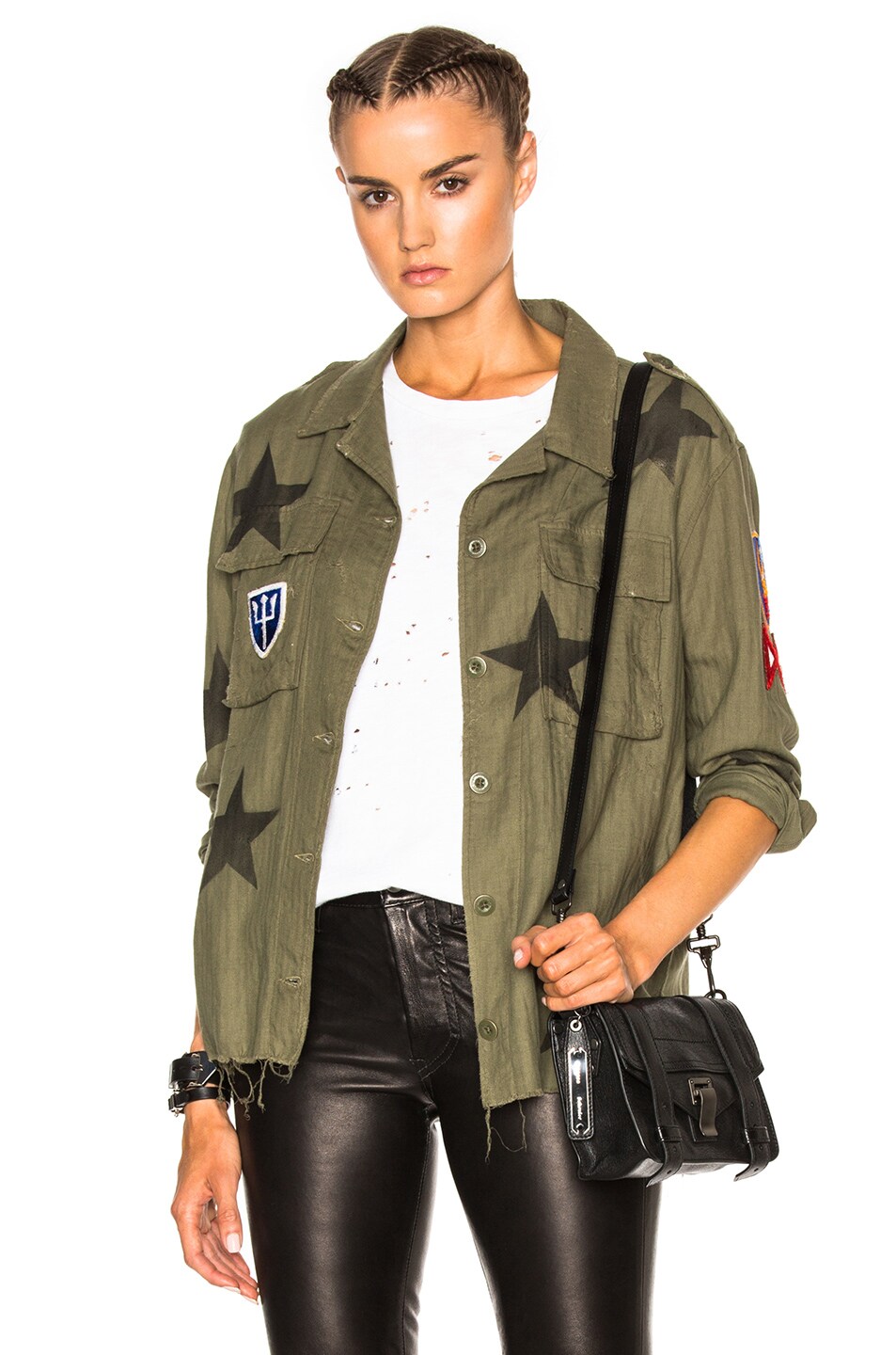 Image 1 of Amiri Military Star Button Up Jacket in Olive