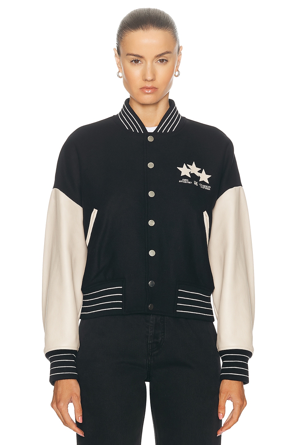 Shop Amiri Stars Varsity Jacket In Black