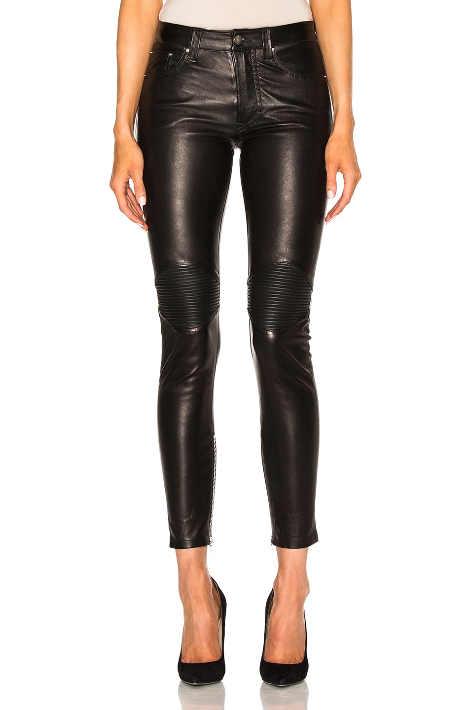 Image 1 of Amiri Leather Moto Pants in Black