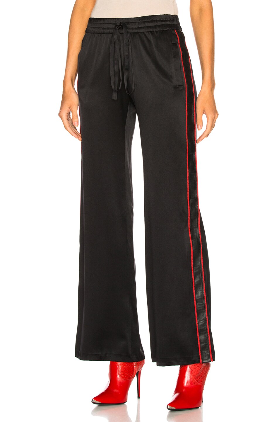 Image 1 of Amiri Silk Leather Track Pant in Black