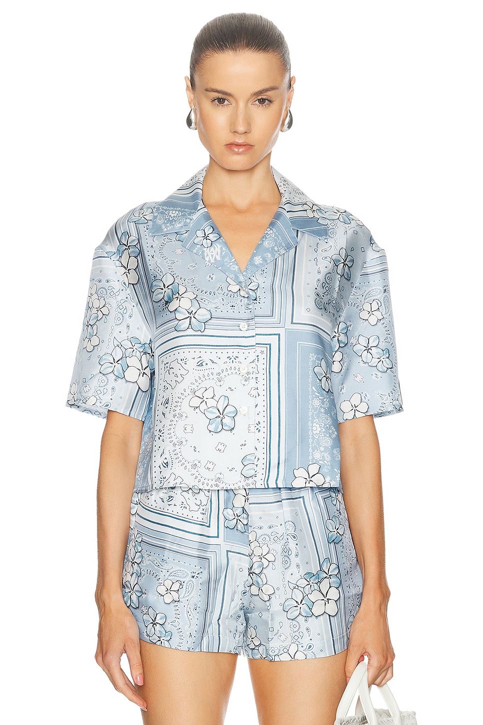 Image 1 of Amiri Floral Bandana Shirt in Cerulean