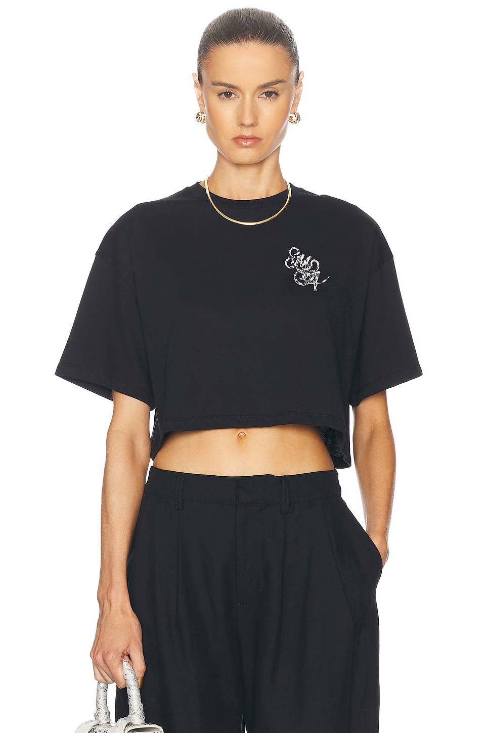 Image 1 of Amiri MA Swirl Leopard Cropped Tee in Black