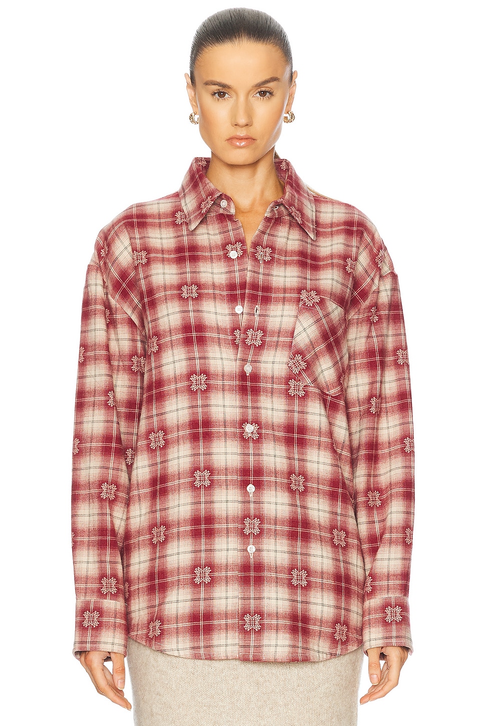 Quad Flannel Overshirt in Red