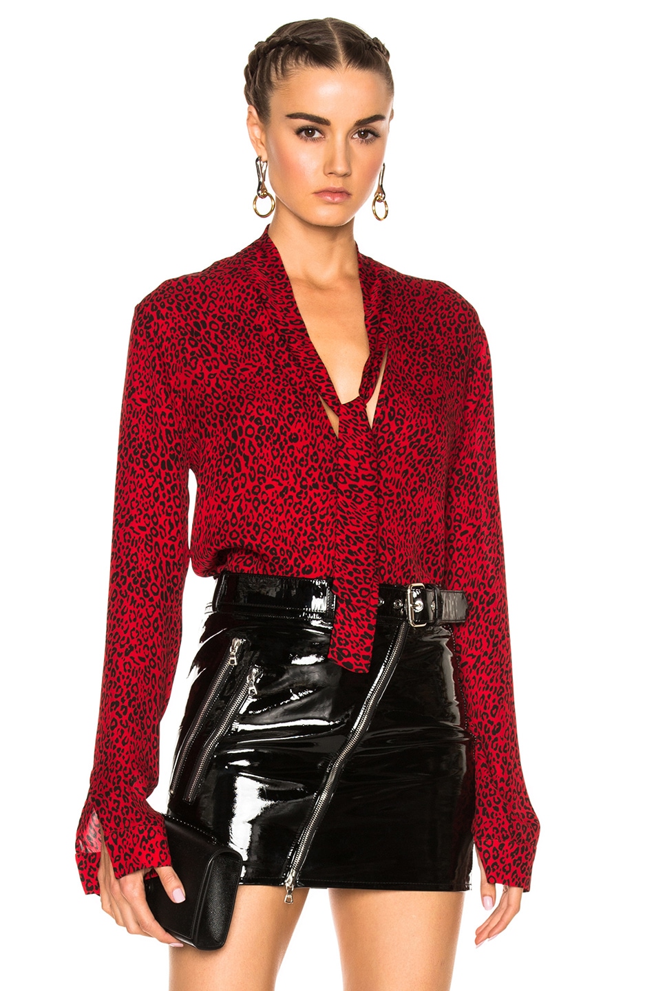 Image 1 of Amiri Scarf Blouse in Red Leopard