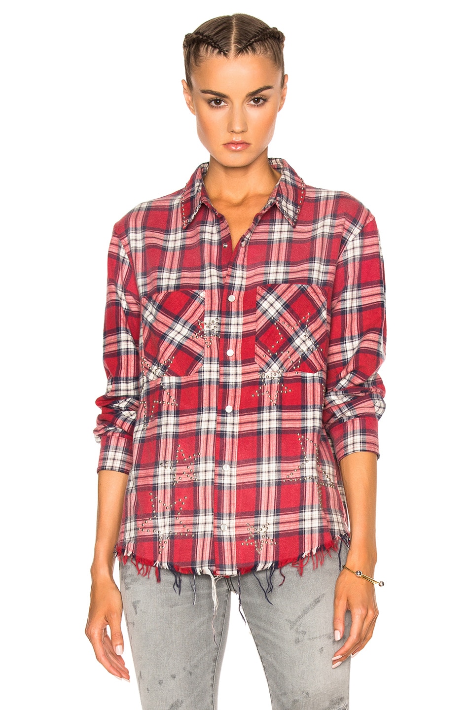 Image 1 of Amiri Grunge Star Flannel Top in Red