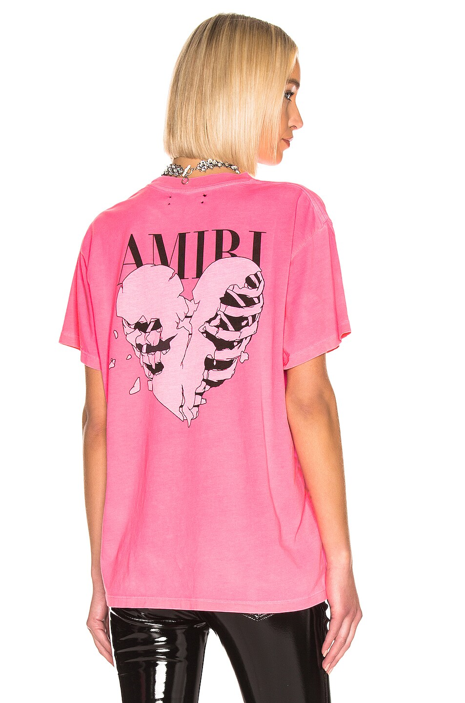 Image 1 of Amiri Lovers Tee in Neon Pink & White