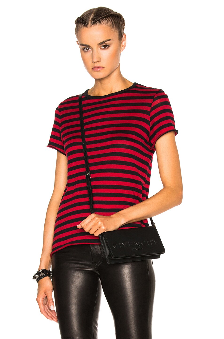 Image 1 of Amiri Cashmere New Classic Stripe Tee in Black & Red