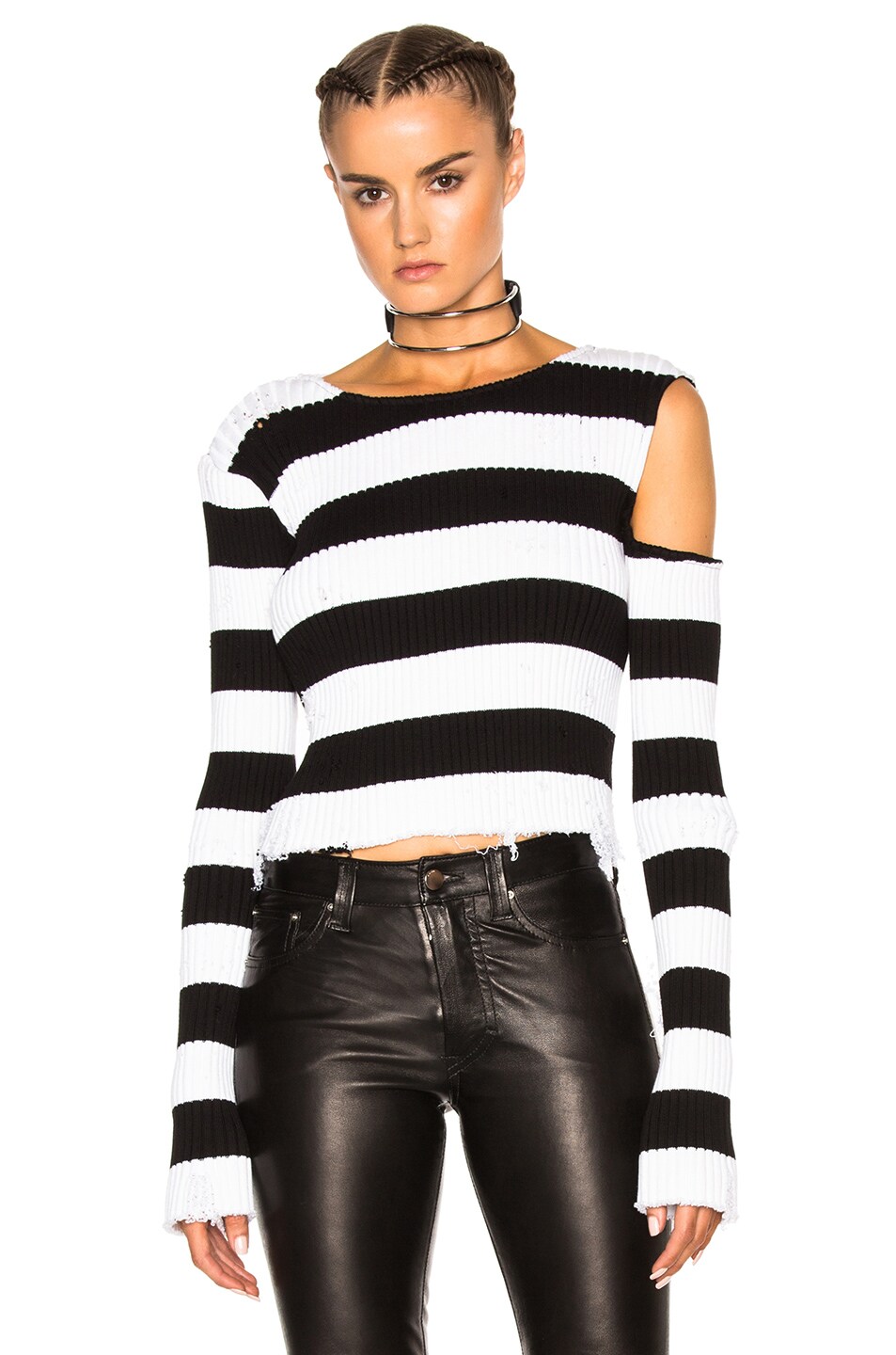 Image 1 of Amiri Le Stripe Knit Top in Black & White