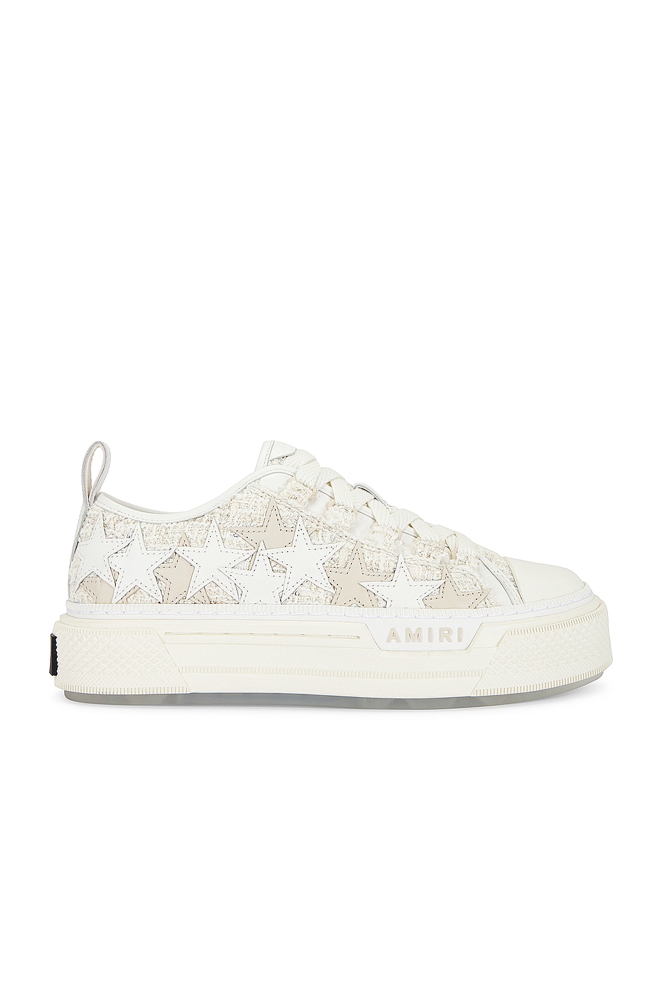 Image 1 of Amiri Boucle Stars Court Low Sneaker in Alabaster