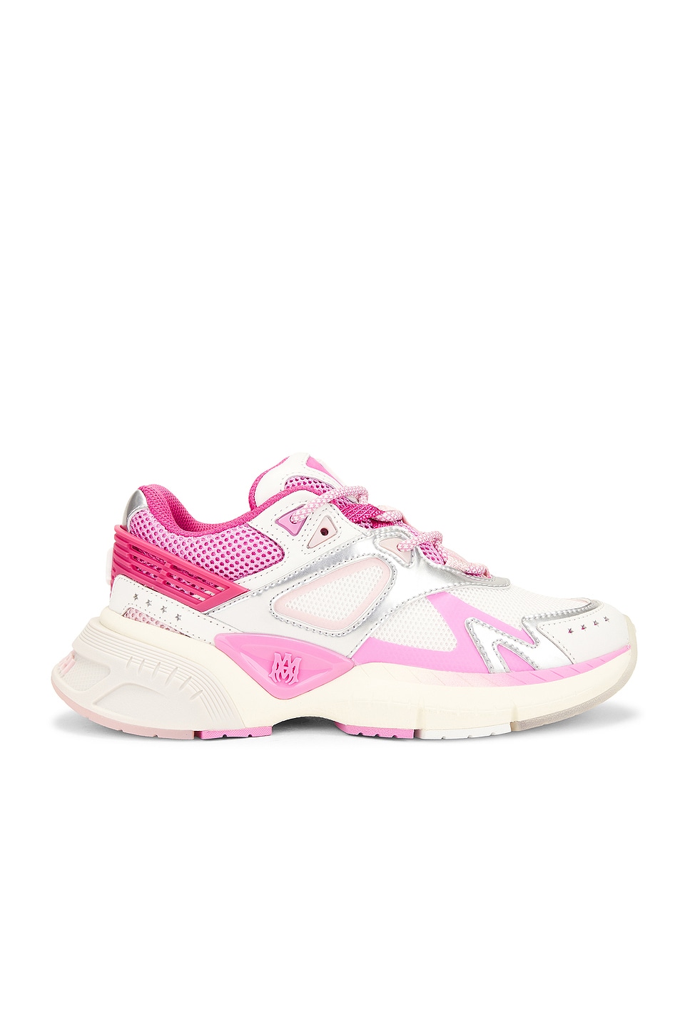 Image 1 of Amiri Ma Runner Sneaker in Fuschia Pink, White, & Silver