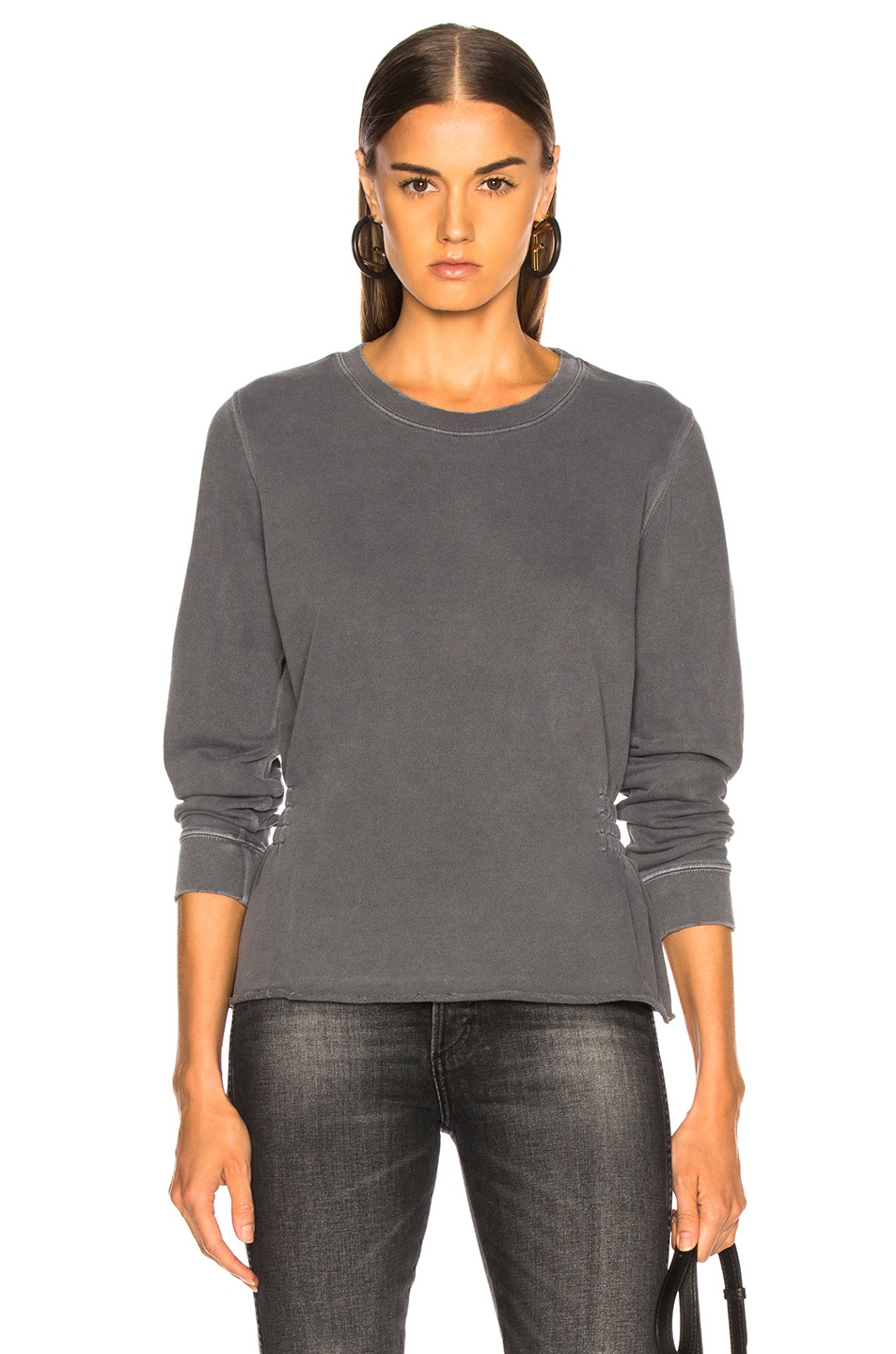 Image 1 of AMO Girlfriend Sweatshirt With Shirring in Faded Black